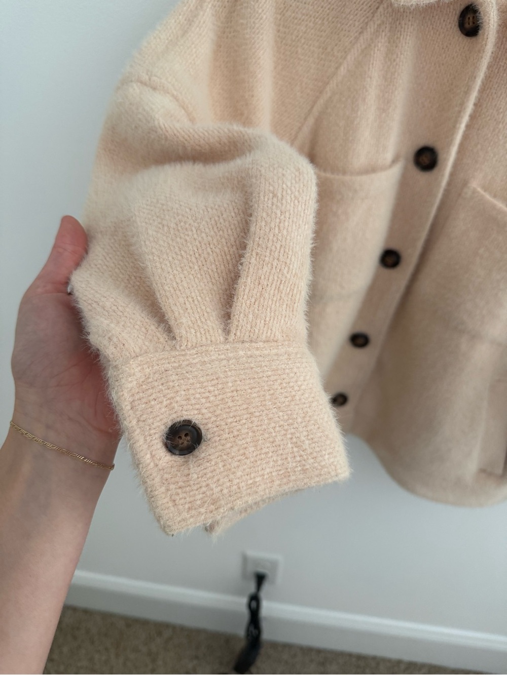Cream Button-Front Coat - Picture 3 of 5